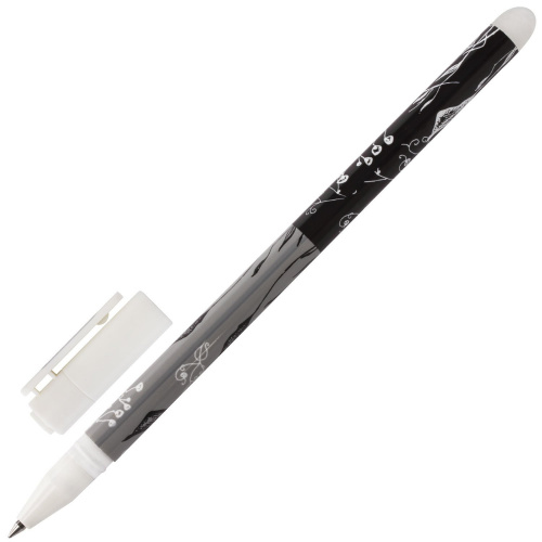 Ручка стираемая гелевая ПИФАГОР, корпус двухцветный, линия письма 0,35 мм, черная фото 6