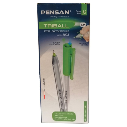 Ручка шариковая масляная PENSAN "Triball", трехгранная, линия письма 0,5 мм, салатовая фото 4