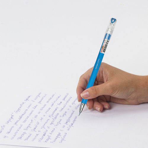 Ручка гелевая STAFF "College", корпус синий, линия письма 0,3 мм, синяя фото 6