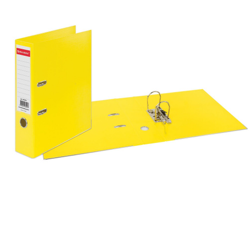 Папка-регистратор BRAUBERG "EXTRA", 75 мм, желтая, двустороннее покрытие пластик, металлич уголок фото 3