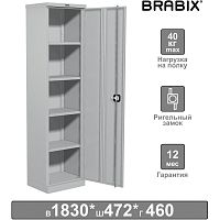 Шкаф металлический офисный BRABIX "MK 18/47/46-01", 1830х472х460 мм, 30 кг, 4 полки, разборный