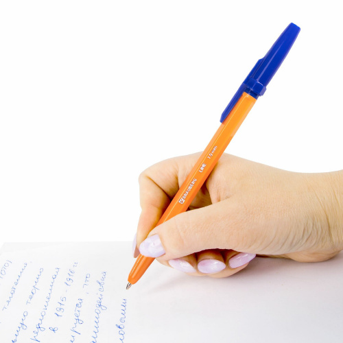 Ручка шариковая BRAUBERG "ORANGE Line", корпус оранжевый, линия письма 0,5 мм, синяя фото 6