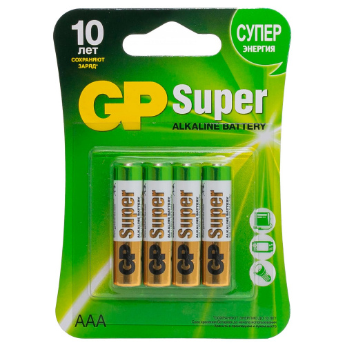 Батарейки GP Super, AAA, 4 шт, алкалиновые, мизинчиковые фото 2
