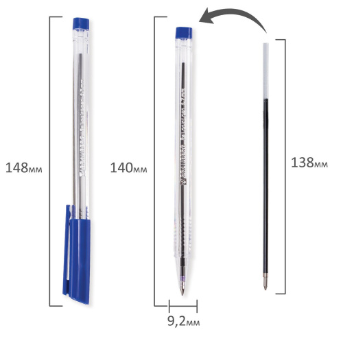 Ручка шариковая BRAUBERG, трехгранная, корпус прозрачный, узел 0,7 мм, линия письма 0,5 мм, синяя фото 4