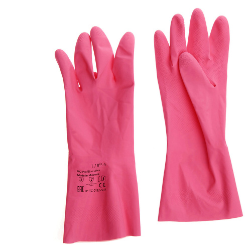Перчатки латексные КЩС, прочные, хлопковое напыление, размер 8,5-9 L, большой, красные, HQ Profiline, 73585 фото 7