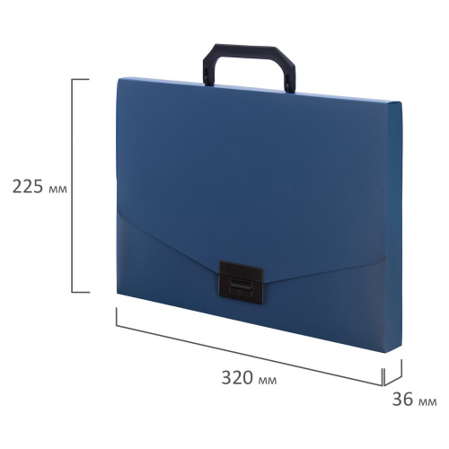 Портфель пластиковый STAFF, А4, без отделений, синий фото 6