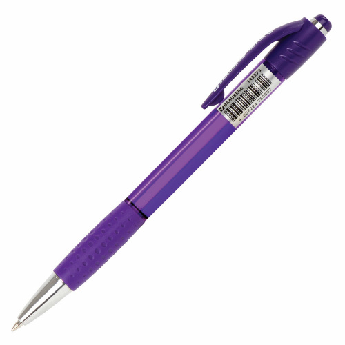 Ручка шариковая автоматическая BRAUBERG SUPER, корпус фиолетовый, линия письма 0,35 мм, синяя фото 2