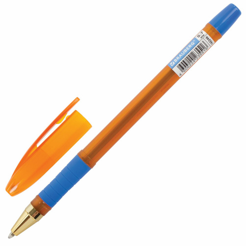 Ручка шариковая масляная с грипом BRAUBERG Model-XL ORANGE, линия 0,35 мм, синяя фото 6