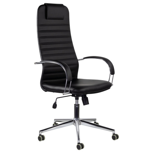 Кресло офисное BRABIX "Pilot EX-610 CH" premium, хром, кожзам, черное фото 2