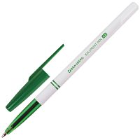 Ручка шариковая BRAUBERG "Офисная", корпус белый, линия письма 0,5 мм, зеленая