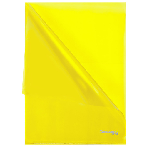 Папка-уголок А4 желтая 0,10 мм, BRAUBERG EXTRA, 271700 фото 6