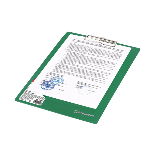 Доска-планшет BRAUBERG "Contract", А4, сверхпрочная с прижимом, пластик, зеленая фото 4