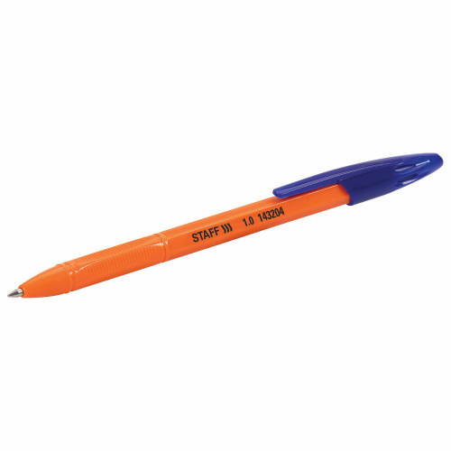 Ручка шариковая масляная STAFF "X-100", корпус оранжевый, линия письма 0,7 мм, синяя фото 4