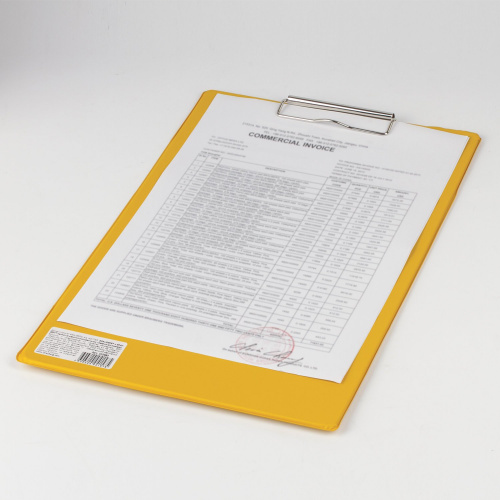 Доска-планшет BRAUBERG "Comfort", с прижимом, А4, картон/ПВХ, желтая фото 4
