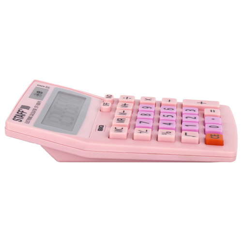 Калькулятор настольный STAFF, 140х105 мм, 8 разрядов, двойное питание, розовый фото 3