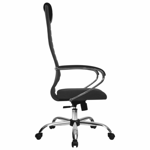 Кресло офисное МЕТТА "SU-B-10" хром, ткань-сетка, сиденье и спинка мягкие, темно-серое фото 5