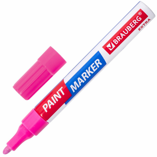 Маркер-краска лаковый BRAUBERG EXTRA (paint marker), 4 мм, розовый