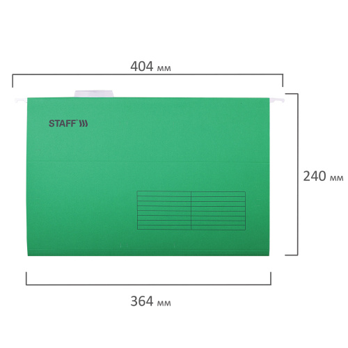 Подвесные папки STAFF, A4/Foolscap (404х240мм) до 80 л., КОМПЛЕКТ 10 шт., зеленые, картон фото 4