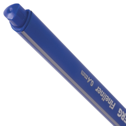 Ручка капиллярная (линер) BRAUBERG "Aero", трехгранная, металлический наконечник, синяя фото 7