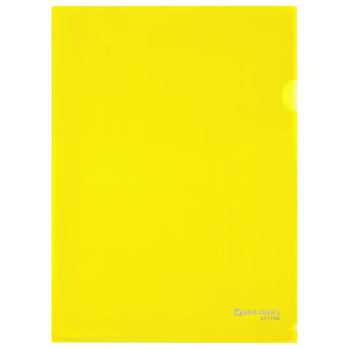 Папка-уголок А4 желтая 0,10 мм, BRAUBERG EXTRA, 271700 фото 7