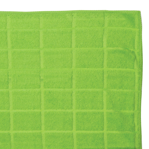 Салфетки универсальные ЛЮБАША, 3 шт., микрофибра, квадратное тиснение, 40х40 см, зеленые фото 3