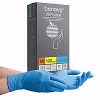 Перчатки нитриловые смотровые BENOVY Nitrile Chlorinated, 100 пар, размер M