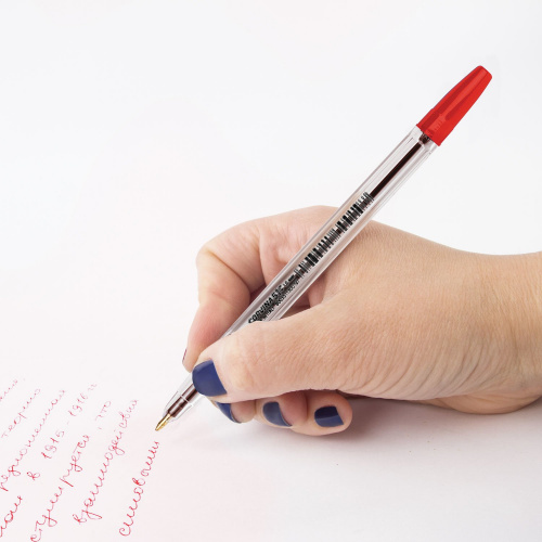 Ручка шариковая CORVINA "51 Classic", корпус прозрачный, узел 1 мм, линия письма 0,7 мм, красная фото 6