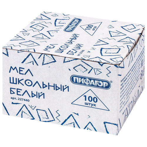Мел белый ПИФАГОР, 100 шт., квадратный