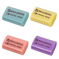 Ластик BRAUBERG "Pastel Mini", 27х18х10 мм, ассорти пастельных цветов