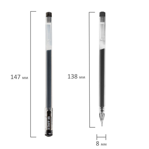 Ручка гелевая STAFF "BRILLIANCE", длина письма 1000 м, линия письма 0,35 мм, черная фото 4