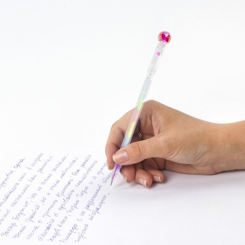 Ручка с топпером гелевая ЮНЛАНДИЯ "Хрустальный шар", ассорти, игольчатый пишущий узел 0,7 мм фото 8