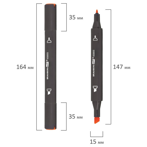 Маркер для скетчинга двусторонний BRAUBERG ART CLASSIC, 1 мм-6 мм , оранжевый флуоресцентный фото 4