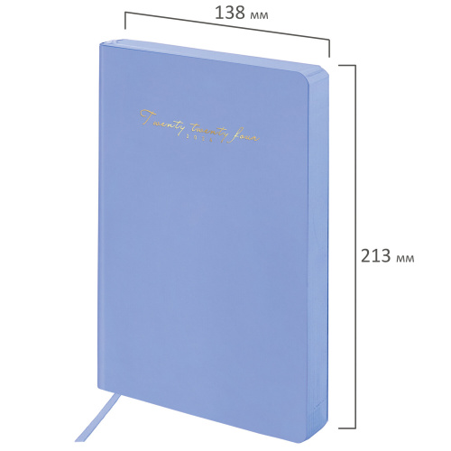 Ежедневник датированный 2024 А5 138x213 мм, BRAUBERG "Pastel", под кожу, синий фото 2