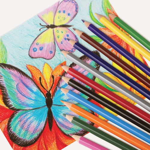 Карандаши цветные ПИФАГОР "ЖИРАФ", 24 цвета, пластиковые, классические заточенные фото 6