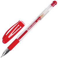 Ручка гелевая с грипом BRAUBERG "Geller", игольчатый узел 0,5 мм, линия письма 0,35 мм, красная