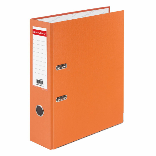 Папка-регистратор BRAUBERG, покрытие из ПВХ, 80 мм, с уголком, оранжевая