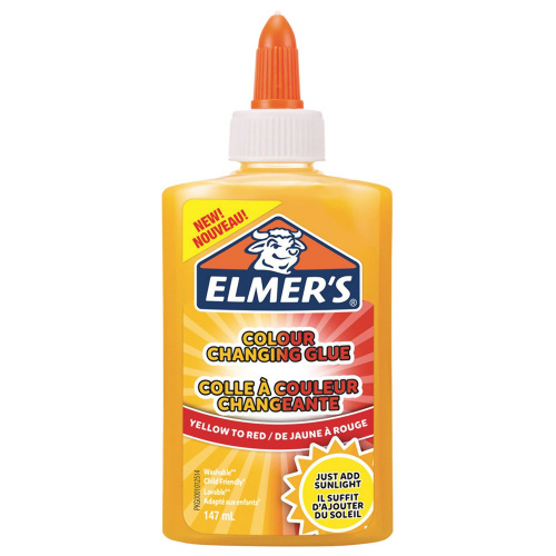 Клей для слаймов канцелярский меняющий цвет ELMERS Colour Changing Glue, 147 мл, желтый на красный