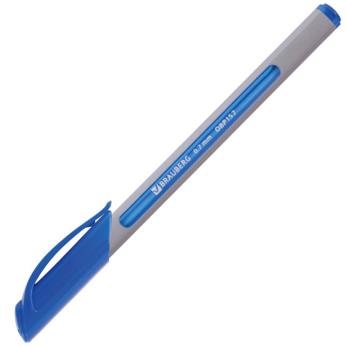 Ручка шариковая масляная BRAUBERG "Extra Glide Soft Grey", линия письма 0,35 мм, синяя фото 6