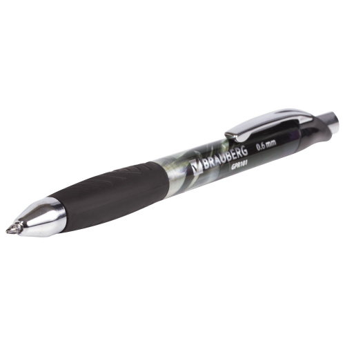 Ручка гелевая автоматическая с грипом BRAUBERG "Jet Gel", печать, линия письма 0,4 мм, черная фото 6