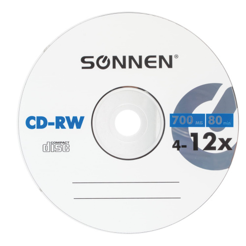 Диск CD-RW SONNEN, 700 Mb, 4-12x, Slim Case фото 2