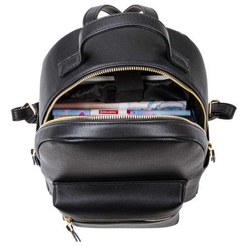Рюкзак из экокожи BRAUBERG PODIUM, 34x25x13 см, женский, с отделением для планшета, черный фото 7