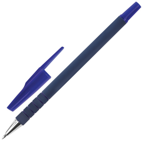 Ручка шариковая STAFF "EVERYDAY", корпус прорезиненный синий, узел 0,7 мм, синяя фото 9