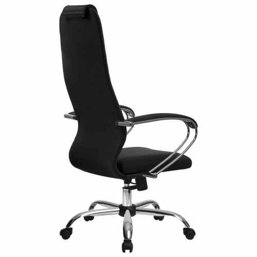 Кресло офисное МЕТТА "SU-B-10" хром, ткань-сетка, сиденье и спинка мягкие, черное фото 2