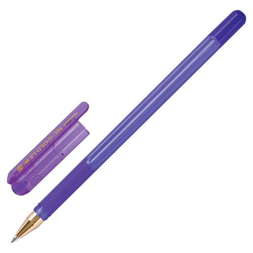 Ручка шариковая масляная с грипом MUNHWA "MC Gold LE", корпус ассорти, синяя фото 5