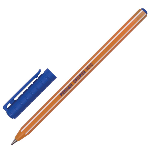 Ручка шариковая масляная PENSAN Officepen 1010, СИНЯЯ, корпус оранжевый, 1 мм, линия 0,8 мм