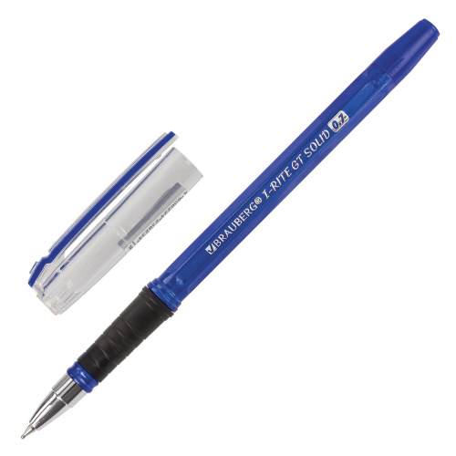Ручка шариковая масляная с грипом BRAUBERG "i-Rite GT Solid", корпус синий, синяя