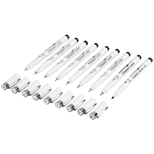 Капиллярные ручки линеры 9 шт., черные, 0,05-0,8 мм / Кисть S, BRAUBERG ART DEBUT, 143944 фото 7
