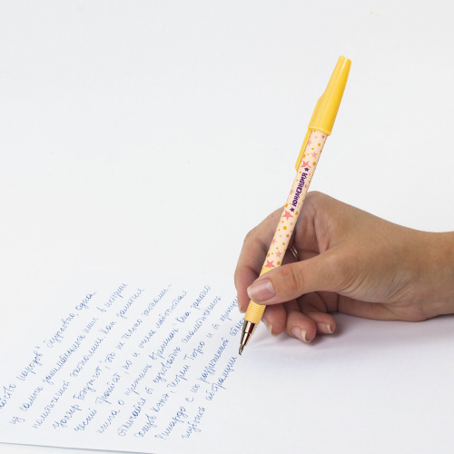 Ручка шариковая ЮНЛАНДИЯ "SPOTS", синяя, линия письма 0,35 мм фото 3