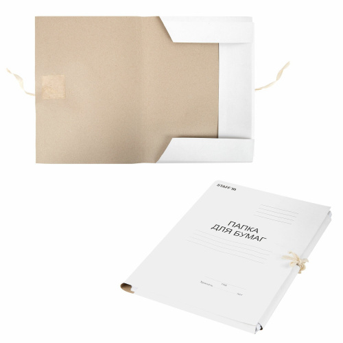 Папка для бумаг с завязками картонная STAFF, плотность 220 г/м2, до 200 л. фото 8