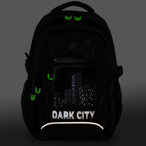 Рюкзак BRAUBERG CONTENT "Dark city", 47х33х18 см,  универсальный, 2 отделения, светоотражающий принт фото 4